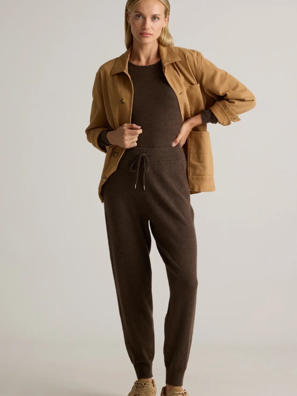 Quince 100% Mongolian Cashmere Jogger Pants Brown Size Small